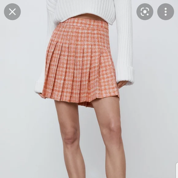 Zara Skirts Zara High Waist Tweed Structured Textured Pleated